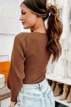 Ribbed Balloon Sleeve Bodysuit - Fashionfitz