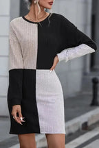 Ribbed Color Block Mini Dress - Fashionfitz