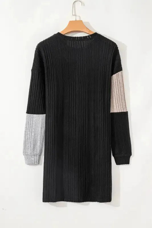 Ribbed Color Block Mini Dress - Fashionfitz