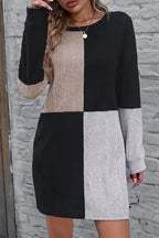 Ribbed Color Block Mini Dress - Fashionfitz