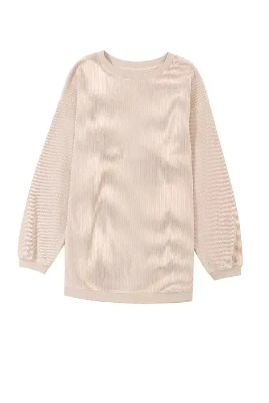 Ribbed Corded Oversized Sweatshirt - Fashionfitz