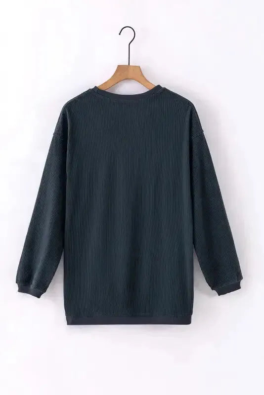 Ribbed Corded Oversized Sweatshirt - Fashionfitz