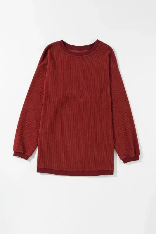 Ribbed Corded Oversized Sweatshirt - Fashionfitz