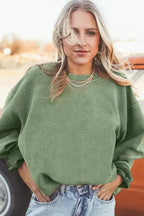 Ribbed Corded Oversized Sweatshirt - Fashionfitz