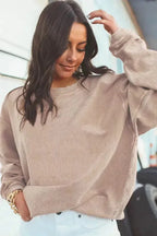 Ribbed Corded Oversized Sweatshirt - Fashionfitz