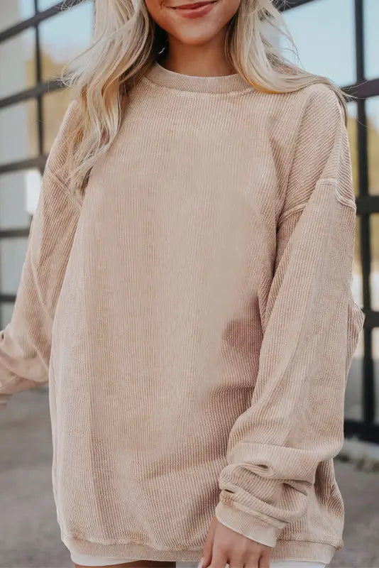 Ribbed corded oversized sweatshirt | fashionfitz women’s tops