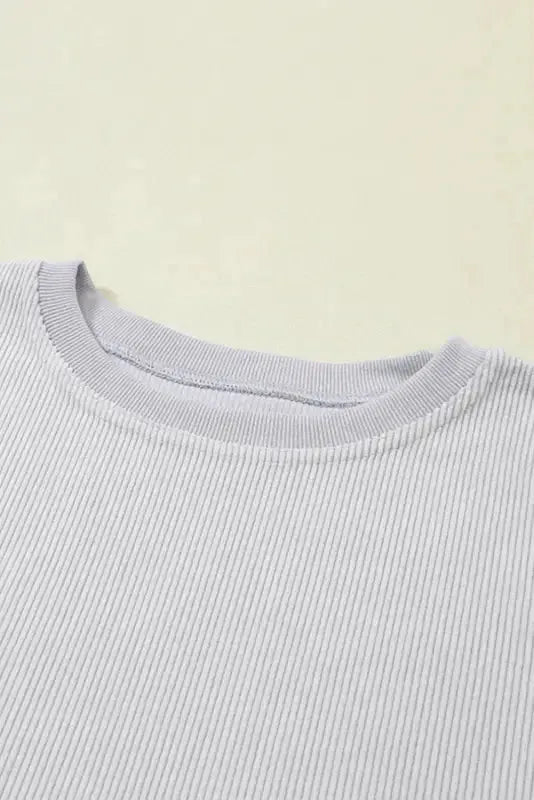 Ribbed Corded Oversized Sweatshirt - Fashionfitz