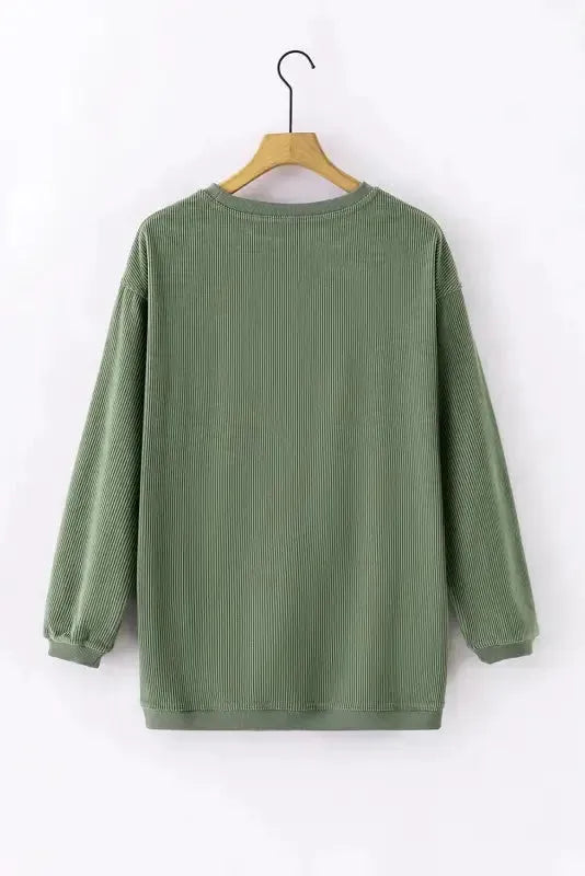 Ribbed Corded Oversized Sweatshirt - Fashionfitz