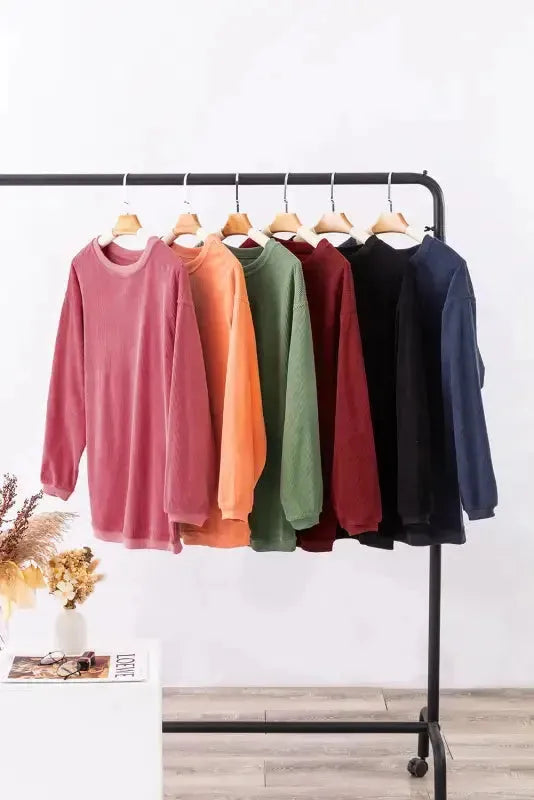 Ribbed Corded Oversized Sweatshirt - Fashionfitz