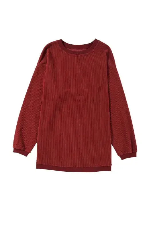 Ribbed Corded Oversized Sweatshirt - Fashionfitz