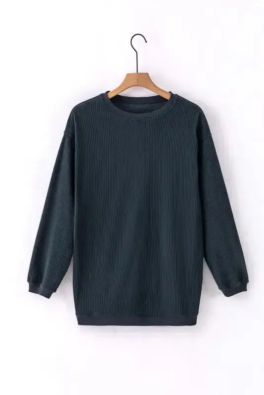 Ribbed Corded Oversized Sweatshirt - Fashionfitz