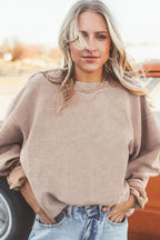 Ribbed Corded Oversized Sweatshirt - Fashionfitz