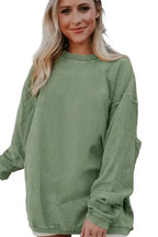 Ribbed Corded Oversized Sweatshirt - Fashionfitz