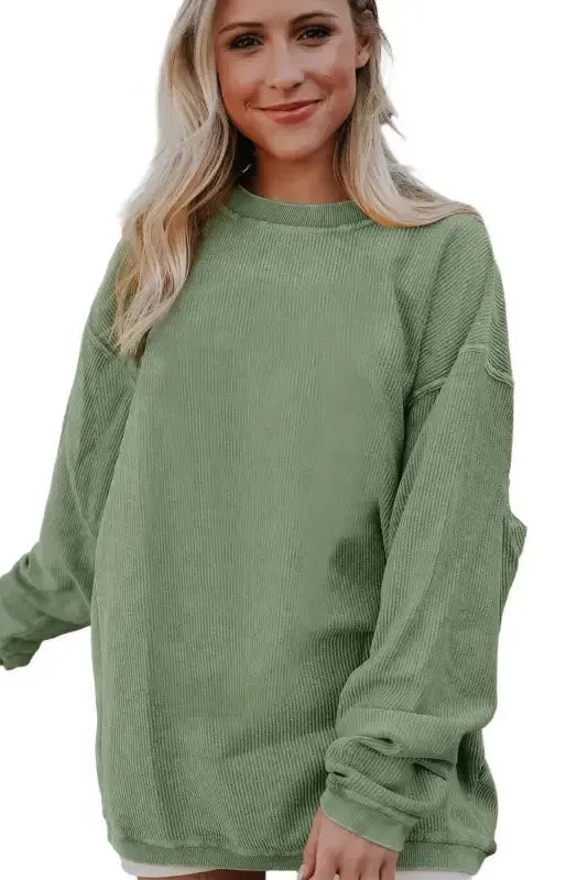 Ribbed Corded Oversized Sweatshirt - Fashionfitz