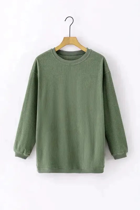 Ribbed Corded Oversized Sweatshirt - Fashionfitz