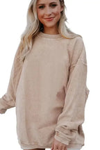 Ribbed Corded Oversized Sweatshirt - Fashionfitz