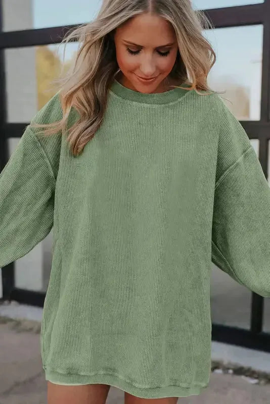 Ribbed Corded Oversized Sweatshirt - Fashionfitz