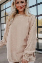 Ribbed Corded Oversized Sweatshirt - Fashionfitz