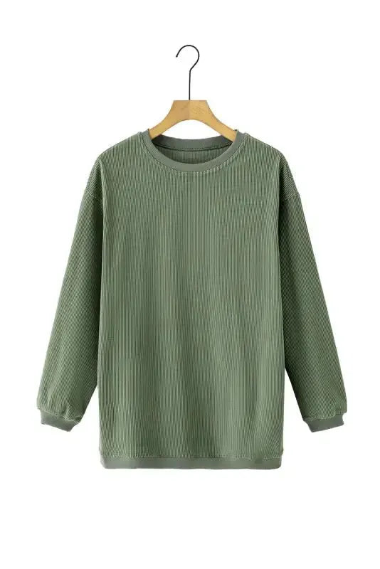 Ribbed Corded Oversized Sweatshirt - Fashionfitz
