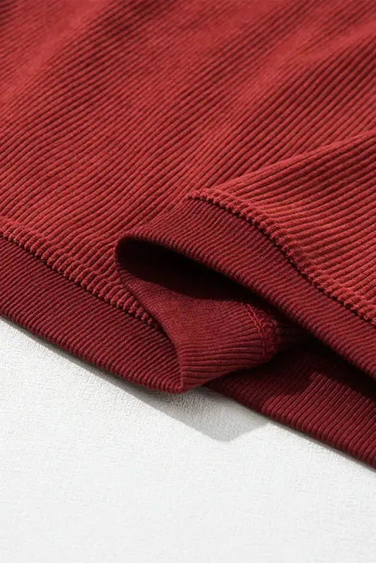 Ribbed Corded Oversized Sweatshirt - Fashionfitz