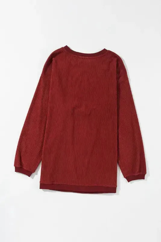 Ribbed Corded Oversized Sweatshirt - Fashionfitz