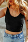 Black ribbed crop tank top - tops