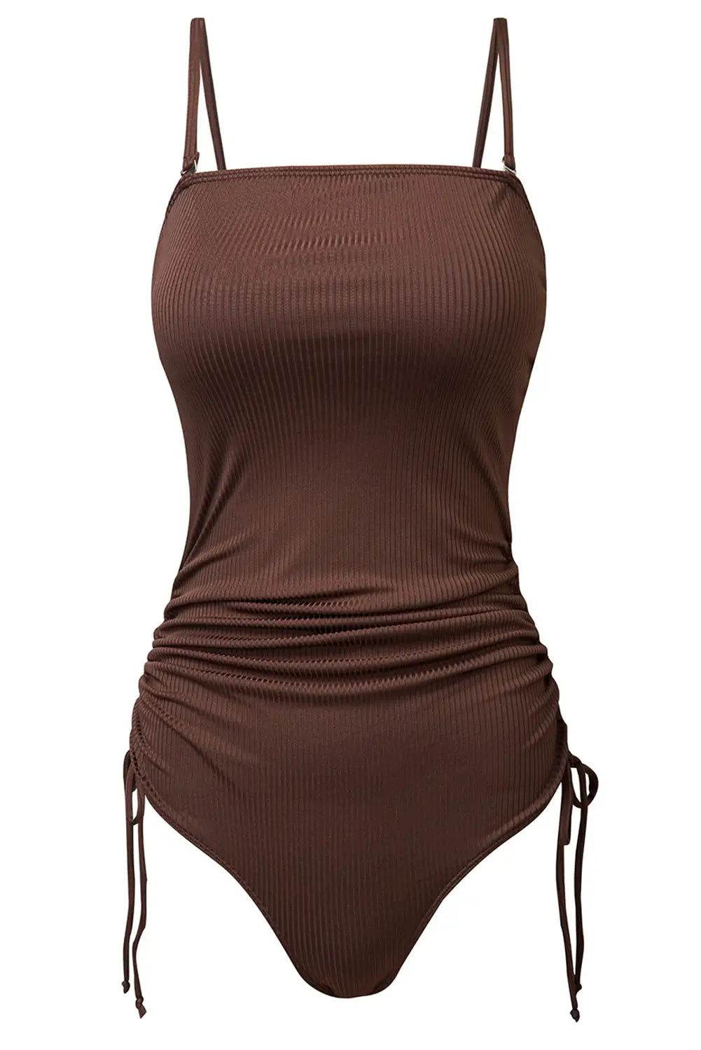 Ribbed drawstring sides one piece swimsuit - swimsuits