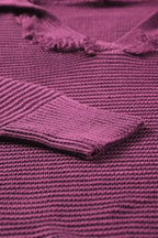 Ribbed Drop Shoulder Hooded Sweater - Fashionfitz