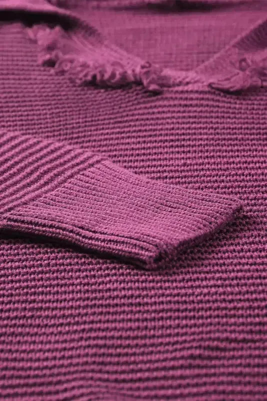 Ribbed Drop Shoulder Hooded Sweater - Fashionfitz