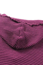 Ribbed Drop Shoulder Hooded Sweater - Fashionfitz