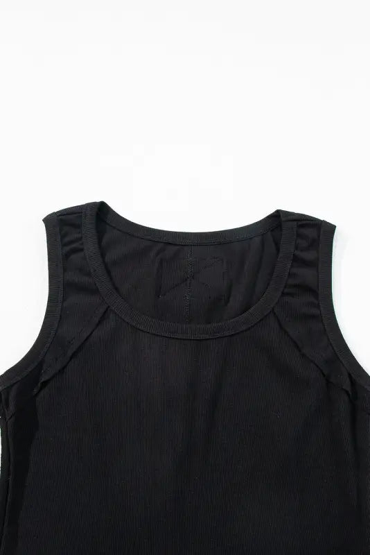 Ribbed exposed seam cropped tank top - new