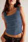 Ribbed exposed seam cropped tank top - new