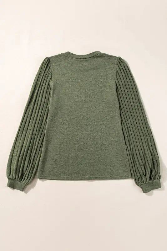 Ribbed knit bishop sleeve top - sweaters