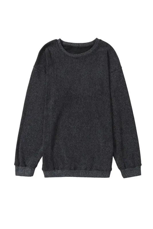 Cozy ribbed knit pullover | round neck sweatshirt