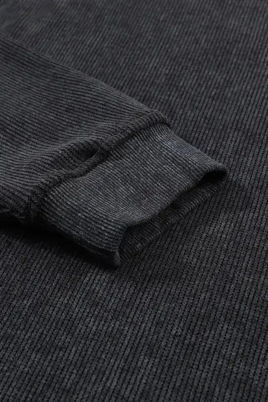 Ribbed Knit Round Neck Pullover Sweatshirt - Fashionfitz