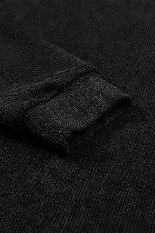 Ribbed Knit Round Neck Pullover Sweatshirt - Fashionfitz