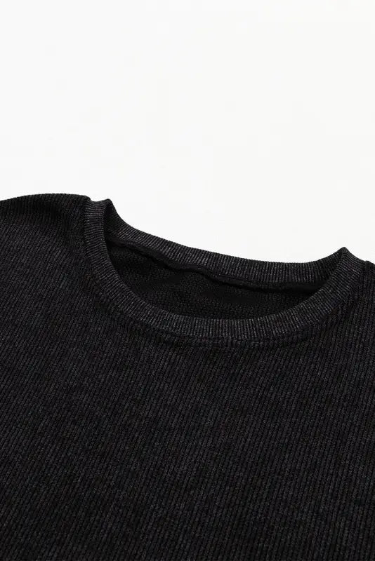 Cozy ribbed knit pullover | round neck sweatshirt