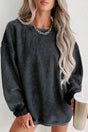 Ribbed Knit Round Neck Pullover Sweatshirt - Fashionfitz