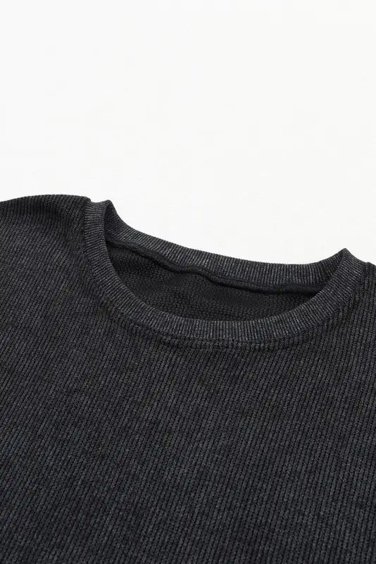 Cozy ribbed knit pullover | round neck sweatshirt