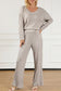 Ribbed knit slouchy two-piece outfit - women’s lounge sets