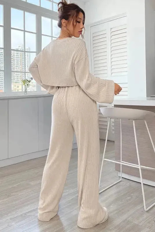 Ribbed Knit Slouchy Two-piece Outfit - Fashionfitz
