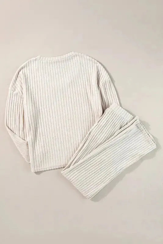 Ribbed Knit Slouchy Two-piece Outfit - Fashionfitz