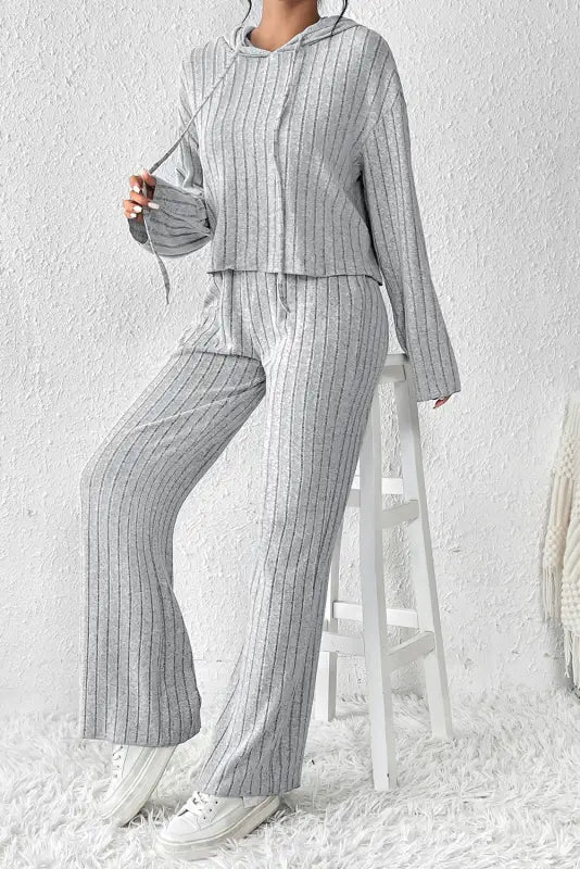 Ribbed knit slouchy two-piece outfit - women’s lounge sets