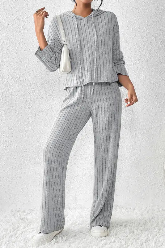 Ribbed knit slouchy two-piece outfit - women’s lounge sets