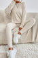 Ribbed knit slouchy two-piece outfit - women’s lounge sets