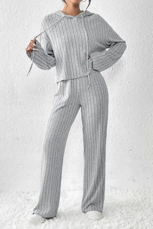 Ribbed knit slouchy two-piece outfit - women’s lounge sets