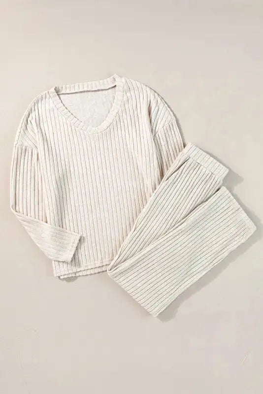 Ribbed Knit Slouchy Two-piece Outfit - Fashionfitz