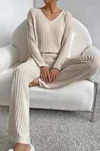 Ribbed Knit Slouchy Two-piece Outfit - Fashionfitz