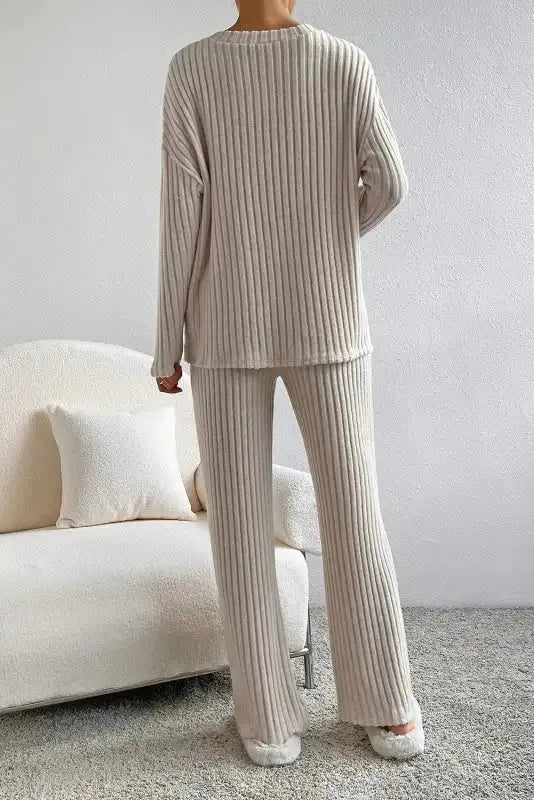 Ribbed Knit Slouchy Two-piece Outfit - Fashionfitz