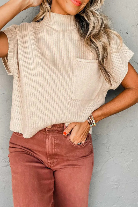 Ribbed knit sweater – short sleeve fall essential | fashionfitz